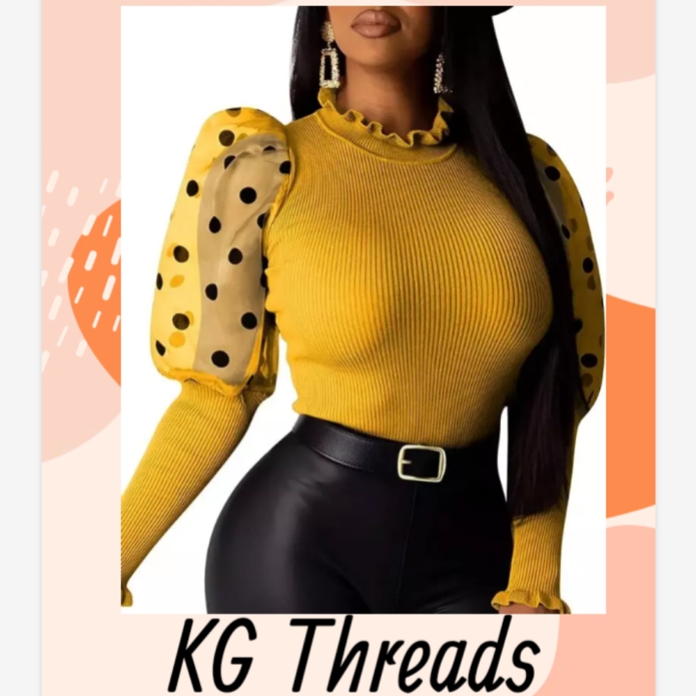 Puff Sleeve Polka Dot Top